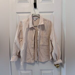 Old Navy Cropped Cream Corduroy Button Down Shirt